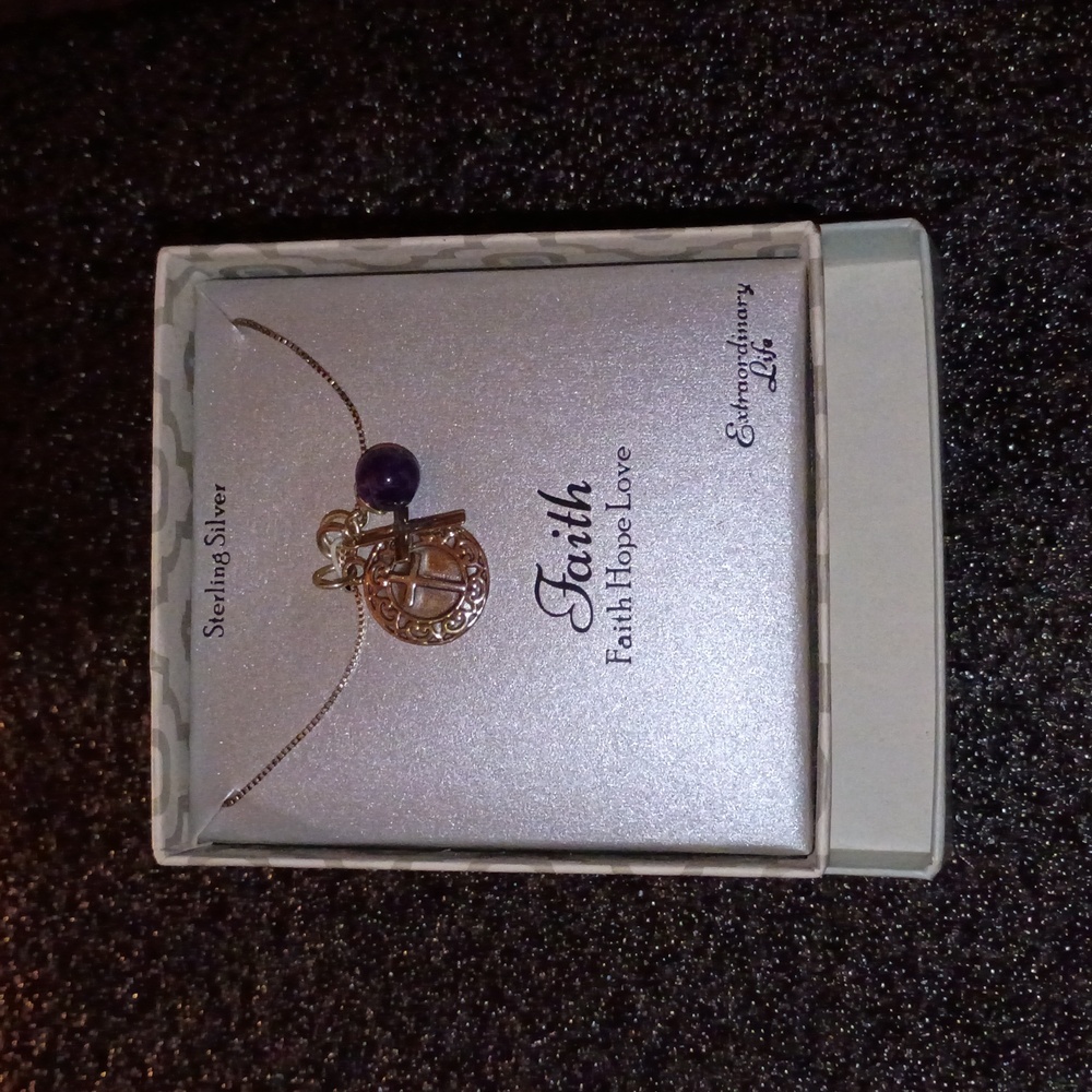 Xtraordinary Silver Necklace with Purple Charm